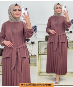 Krep kumaş narin etekli takım