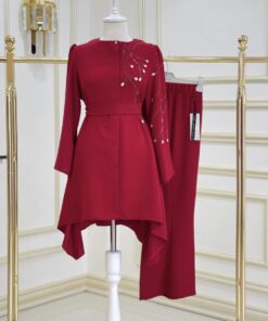 İthal krep pantolonlu döne takım