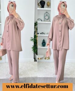 Ayrobin krep alya pantolonlu takım