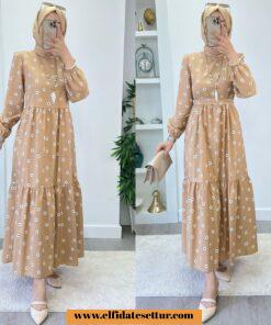 Terikoton kumaş papatya elbise