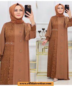 Şifon dantel elbise