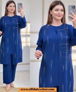 Büyük beden krep billur takım