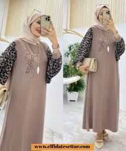 Leopar duru elbise