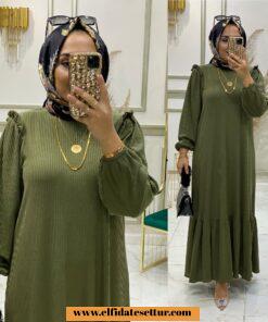 Fitilli örme kumaş esma elbise