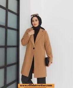 Tek düğmeli kaşe kaban