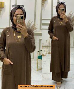 Fitilli örme kumaş inci takım