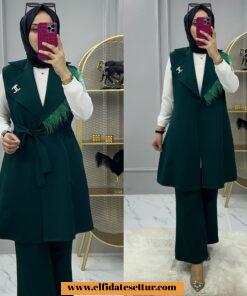 Yelek pantolon double krep takım