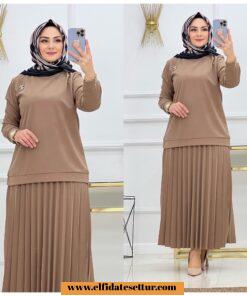 Scuba krep buğlem etekli takım