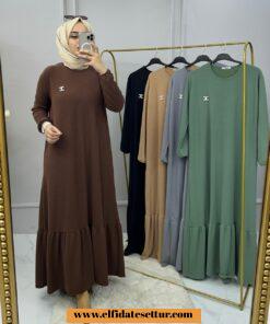 Büyük beden fitilli eslem elbise