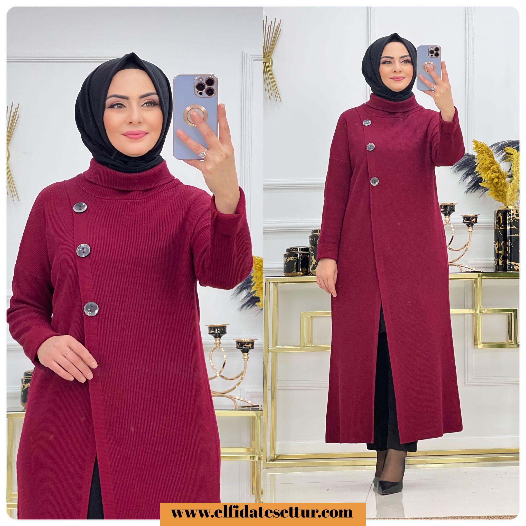 Kruvaze yaren triko kumaş tunik - Görsel 5