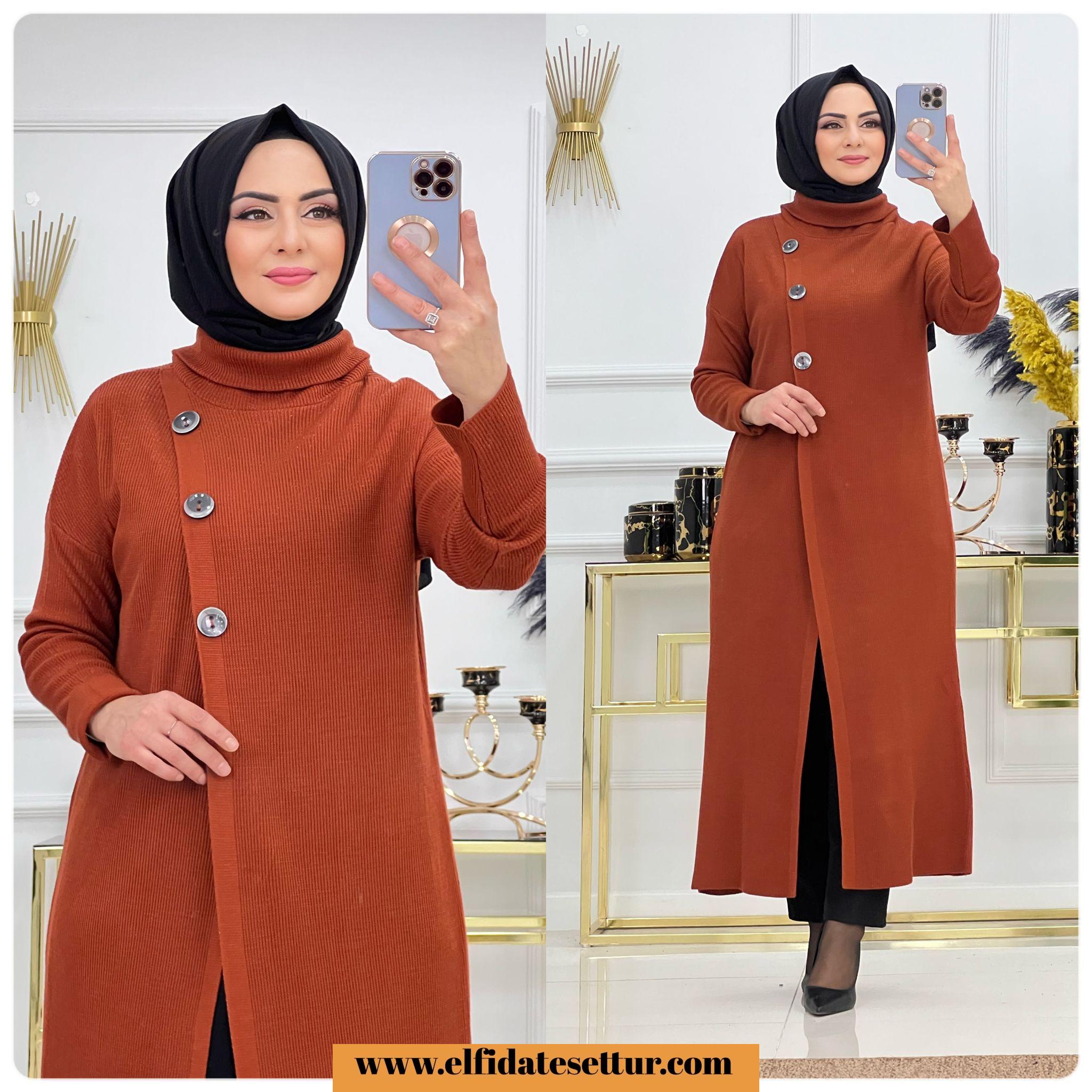 Kruvaze yaren triko kumaş tunik - Görsel 3