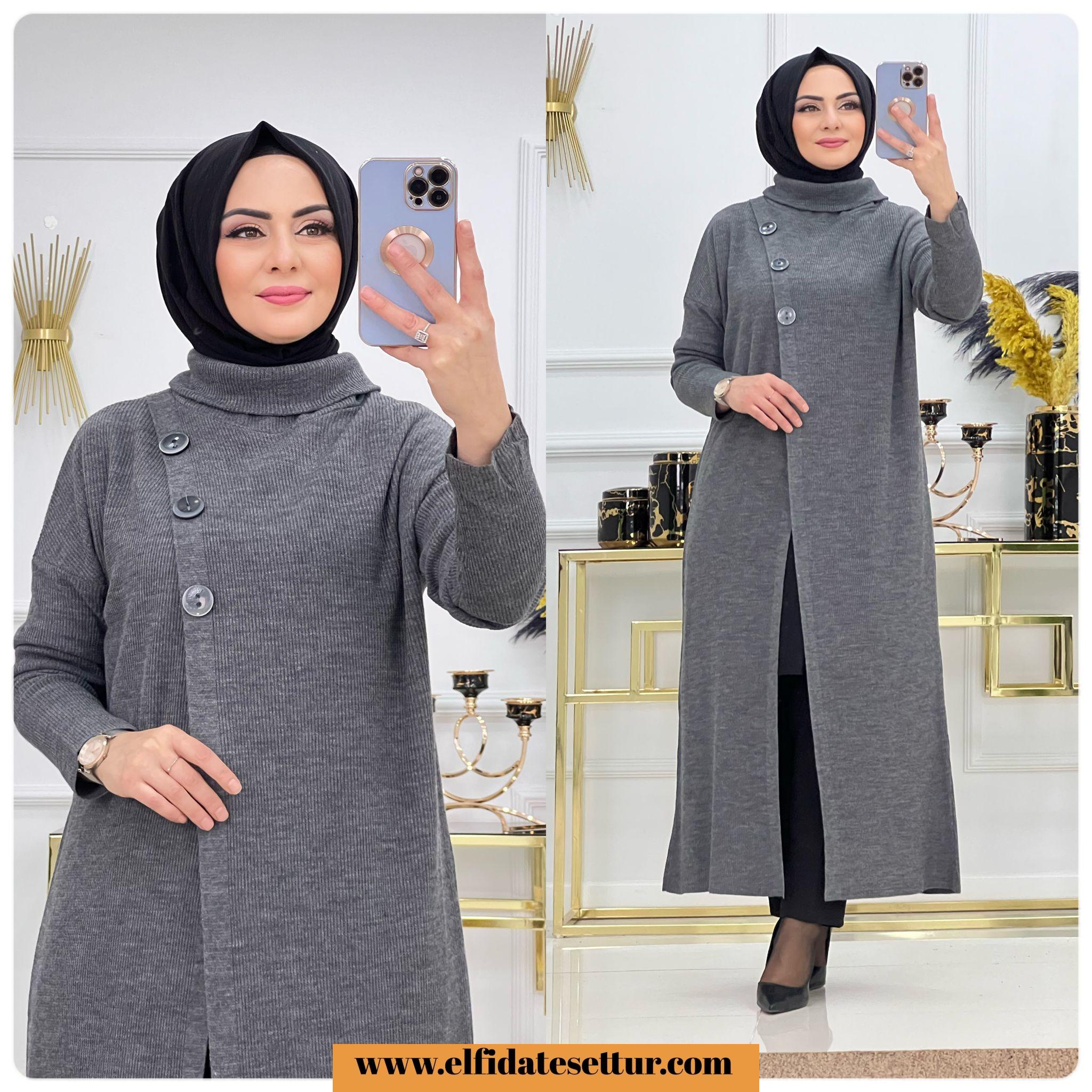 Kruvaze yaren triko kumaş tunik