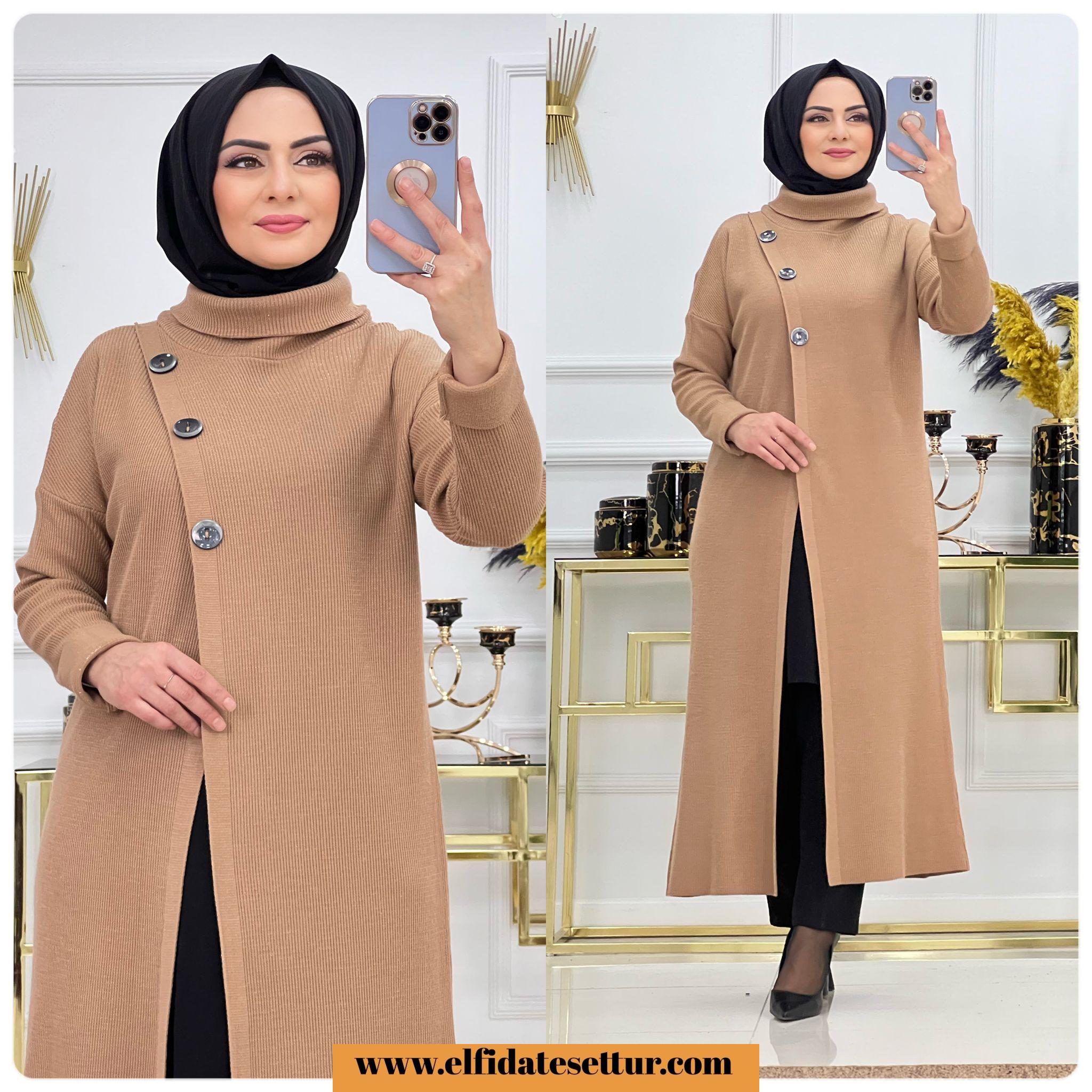 Kruvaze yaren triko kumaş tunik - Görsel 2
