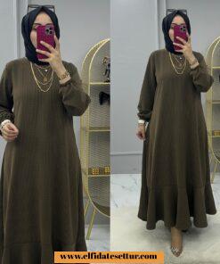 Jakarlı kumaş tesettür özgü elbise