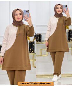 Tesettür gizem pantolonlu takım