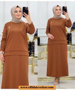 Tesettür mahinur etekli takım