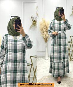 Tesettür oduncu kumaş dicle elbise