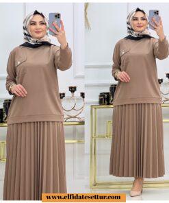 Tesettür scuba berna etekli takım