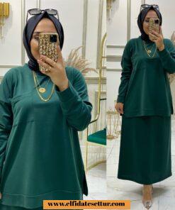 Tesettür iki iplik şura etekli takım