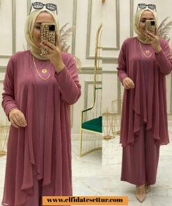 Tesettür şifon selma üçlü takım