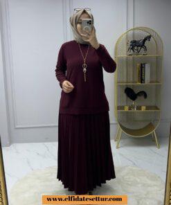 Tesettür scuba beyza etekli takım