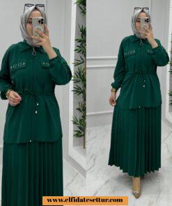 Tesettür scuba mood etekli takım