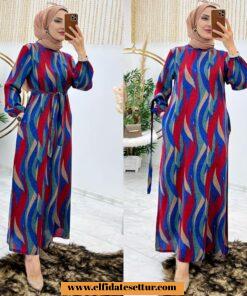 Viskon desenli elbise