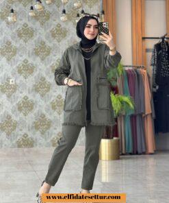 Kalın kot gamze ceketli takım