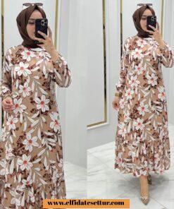 Viskon kumaş zambak elbise