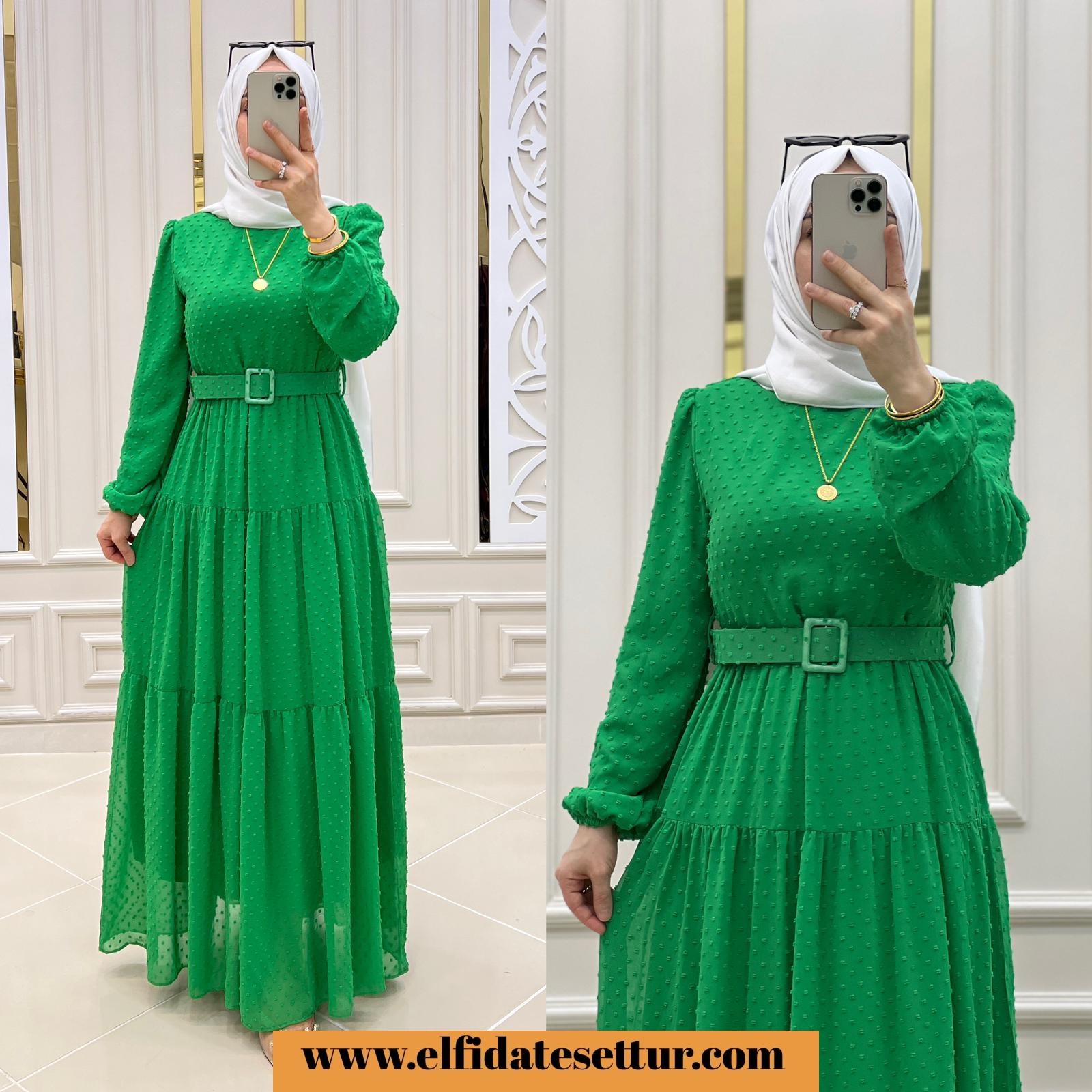 Şifon pıtır elbise - Görsel 3