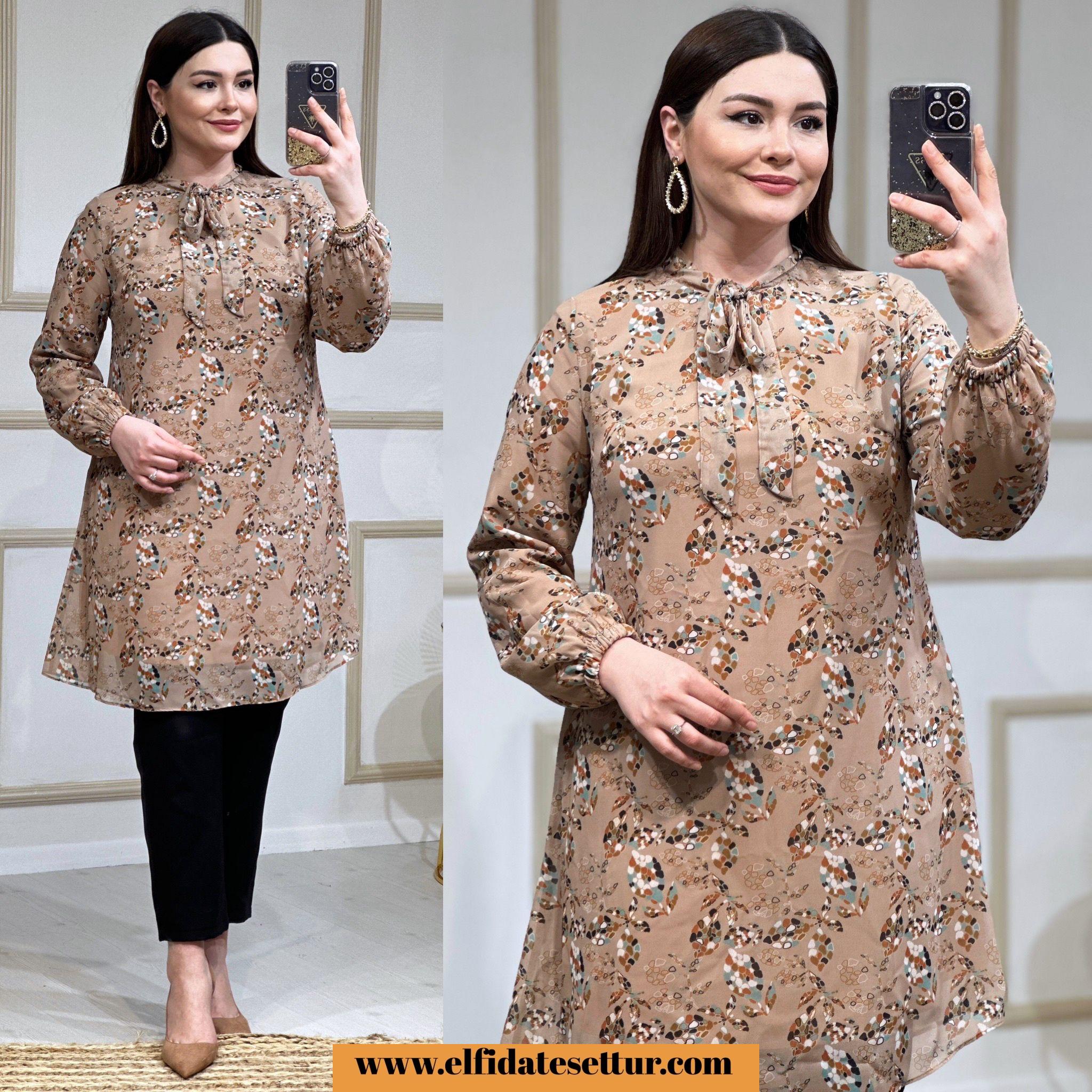 Şifon buklet tunik - Görsel 2