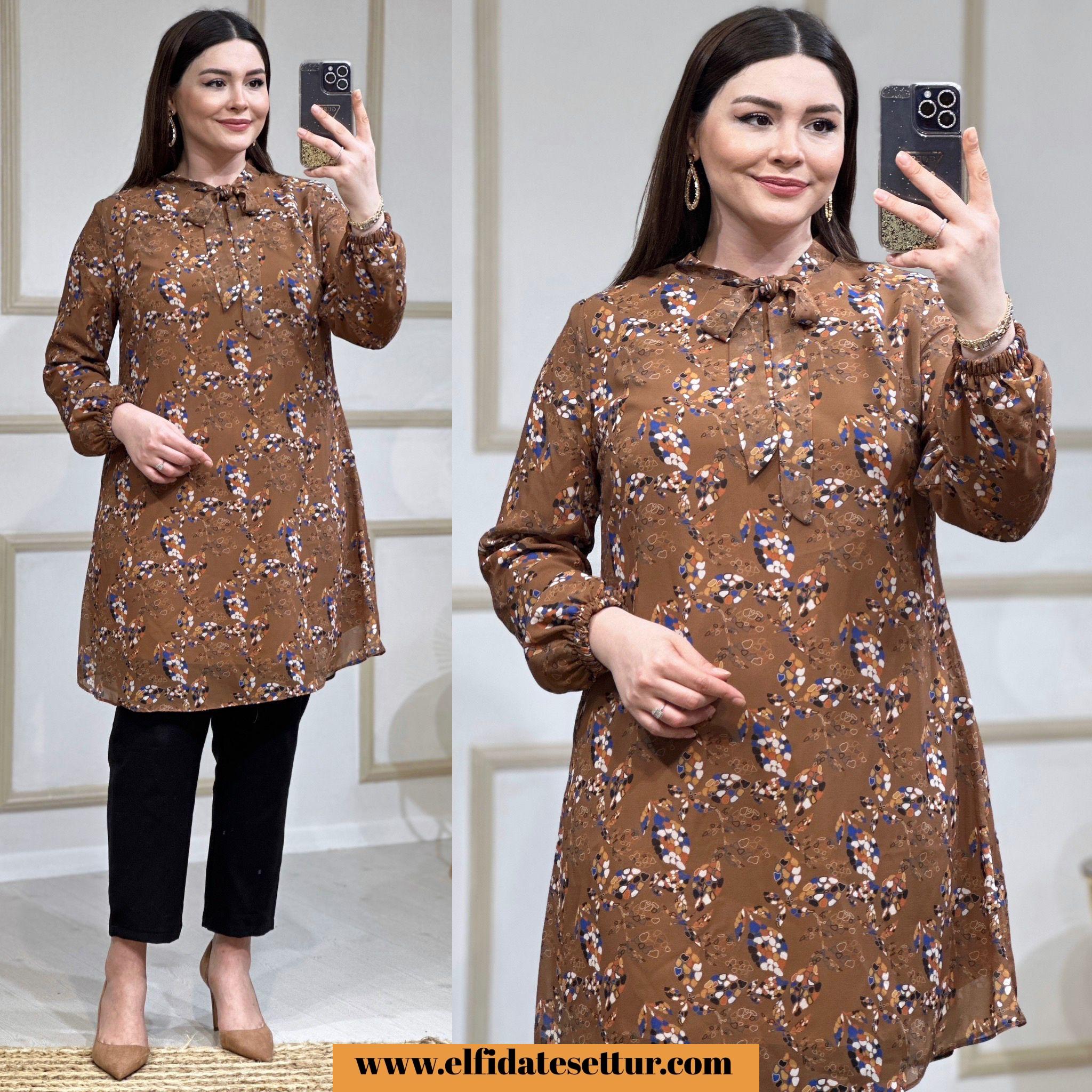 Şifon buklet tunik - Görsel 4