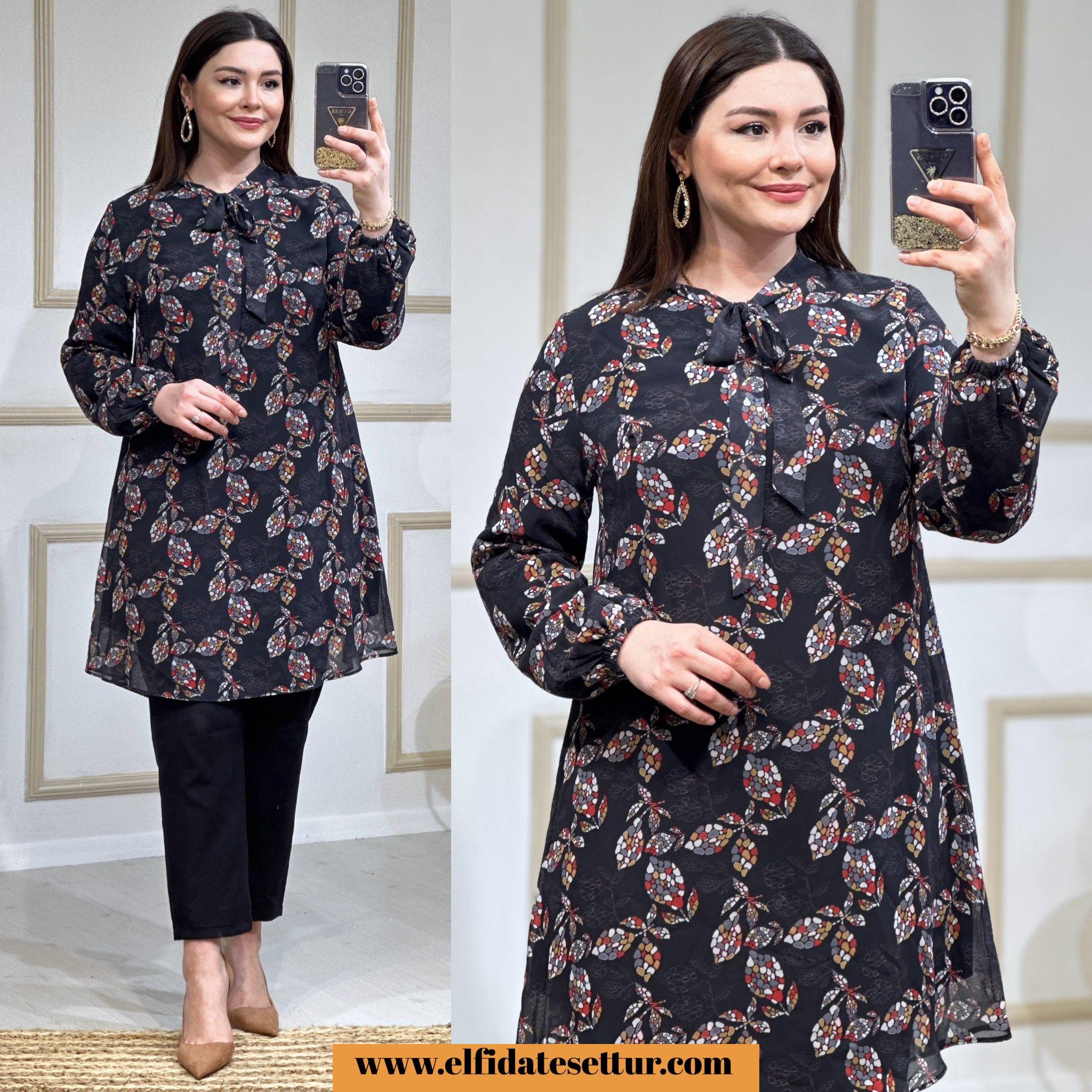 Şifon buklet tunik - Görsel 5