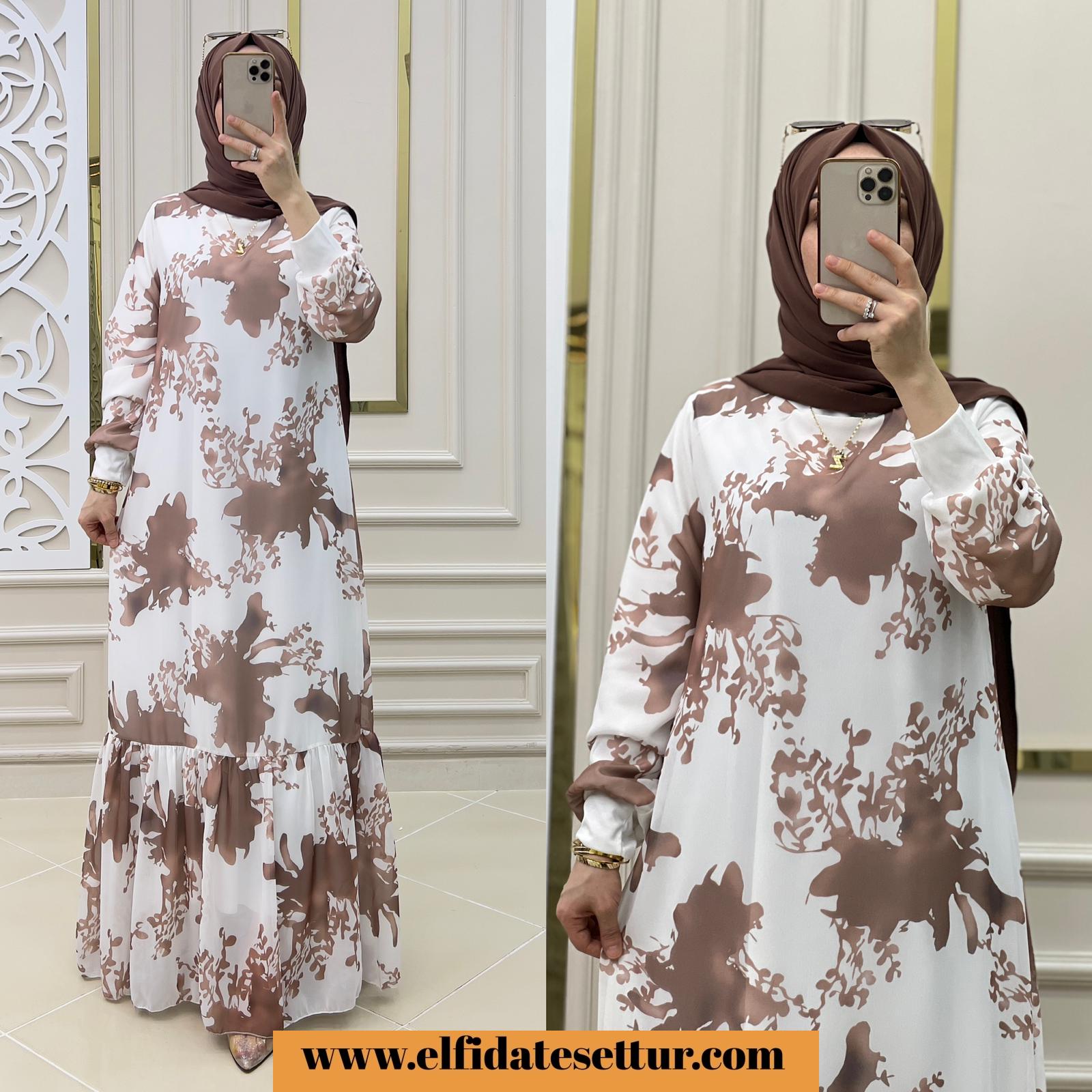 Şifon kumaş mürekkep elbise