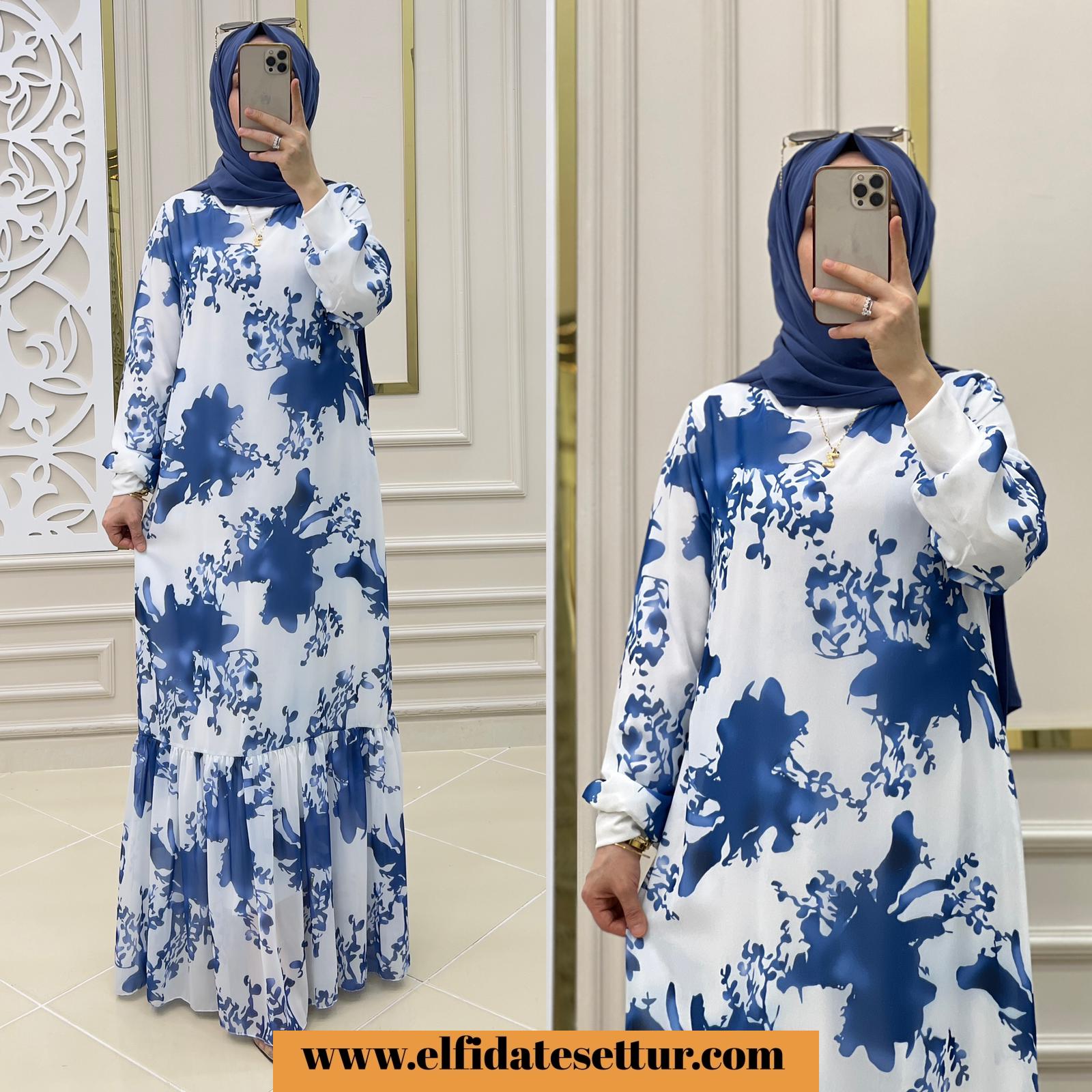 Şifon kumaş mürekkep elbise - Görsel 2