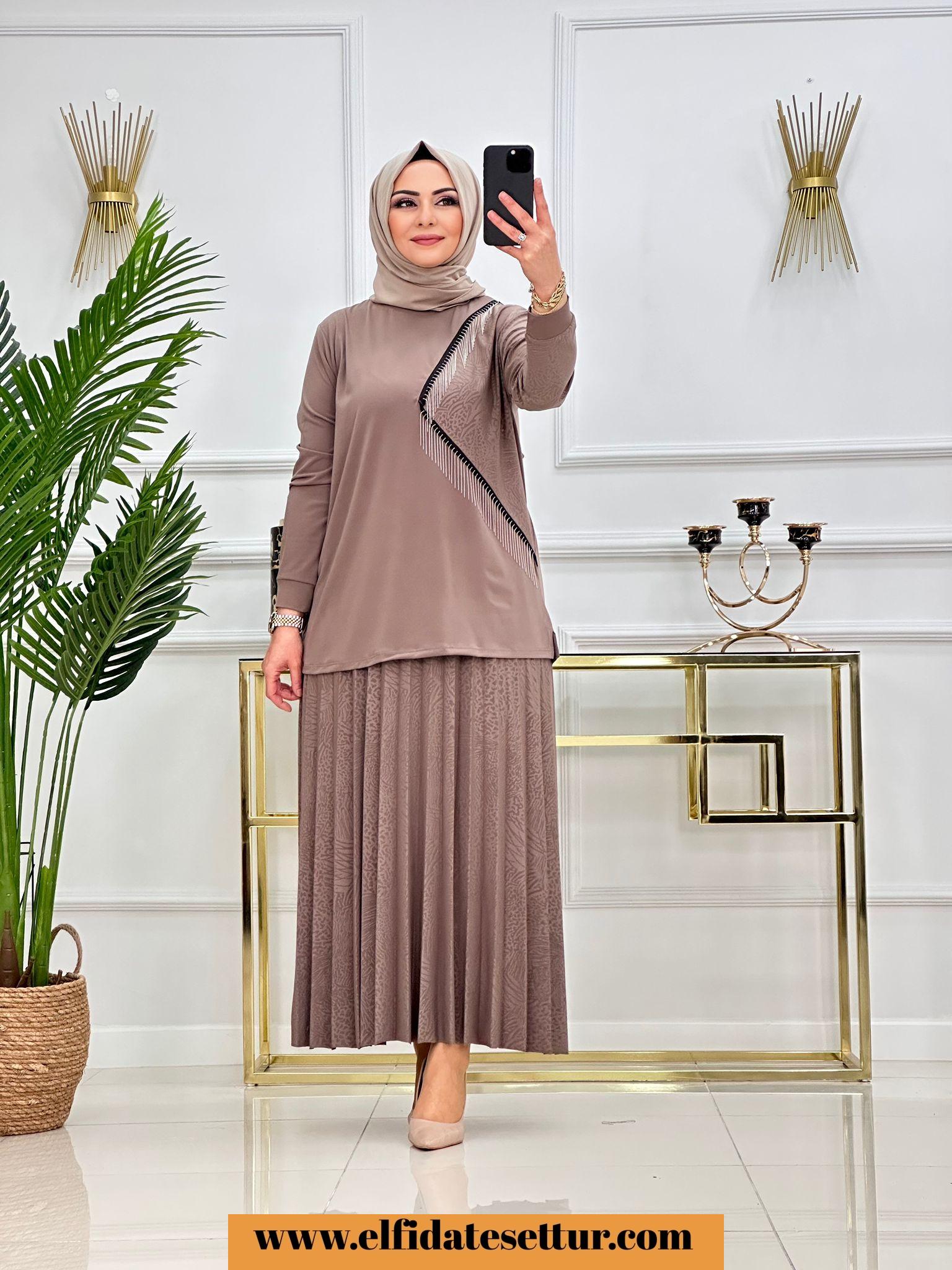 Sandy kumaş şenay etekli takım - Görsel 6