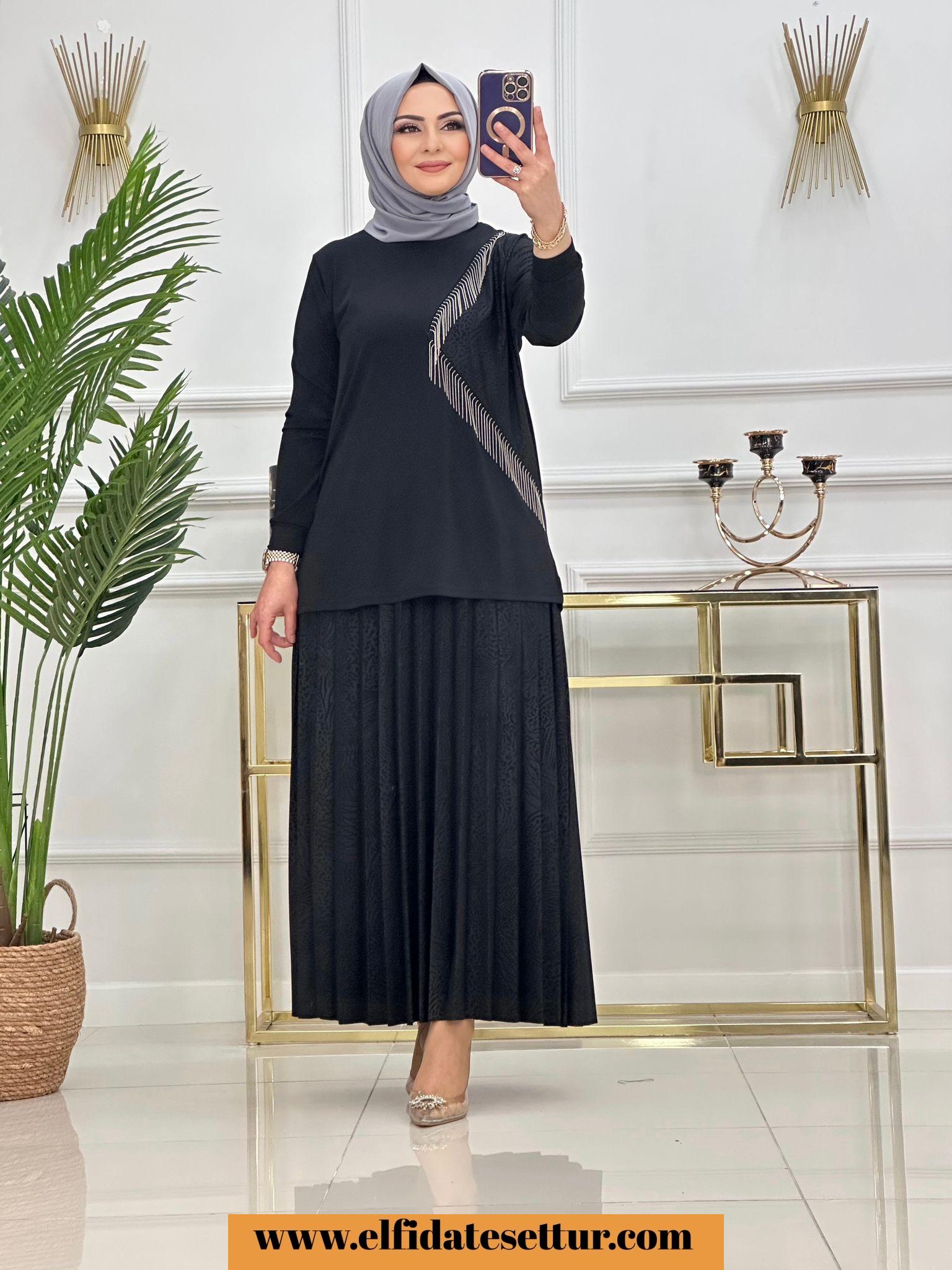 Sandy kumaş şenay etekli takım - Görsel 7