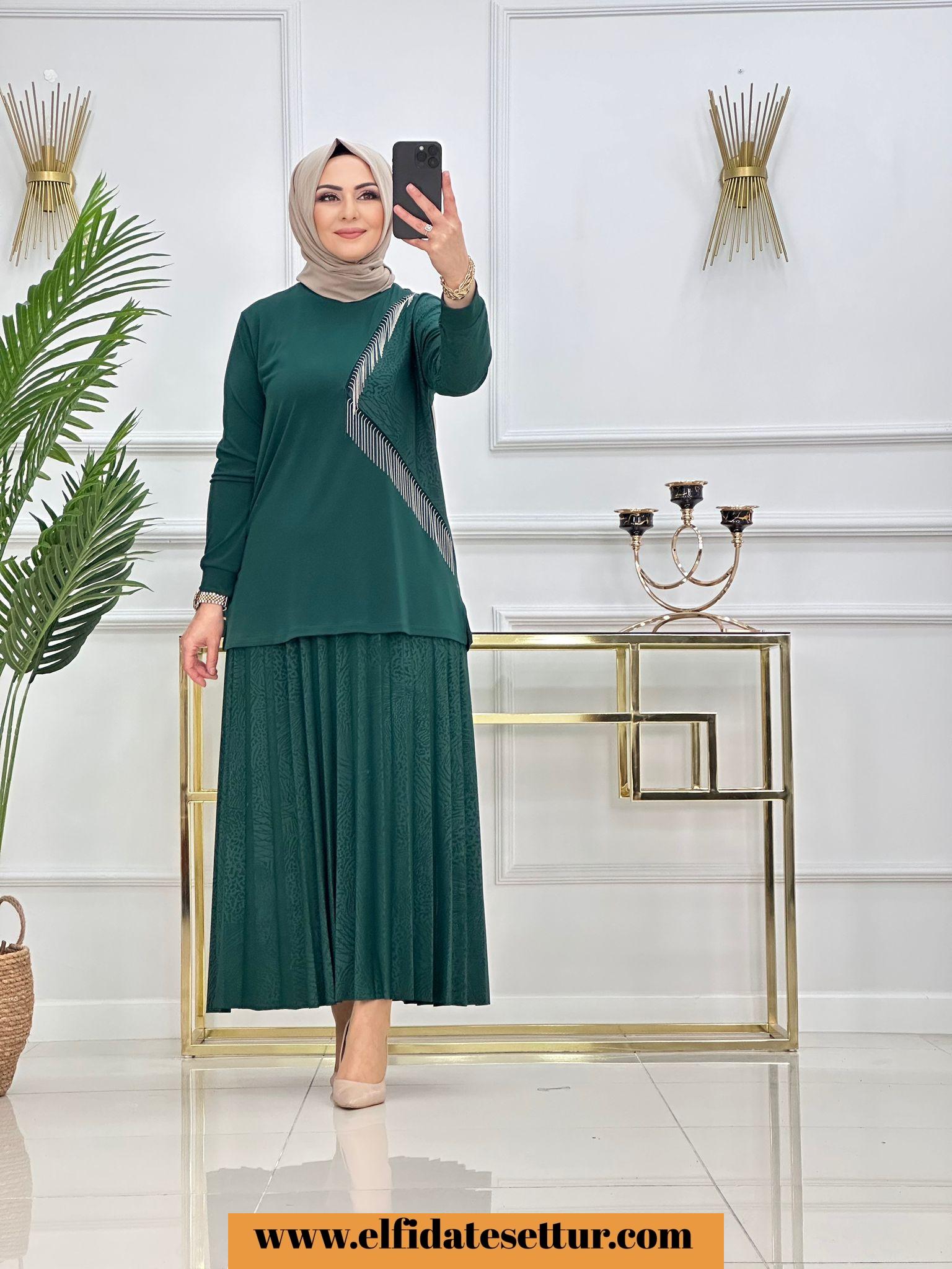 Sandy kumaş şenay etekli takım - Görsel 8