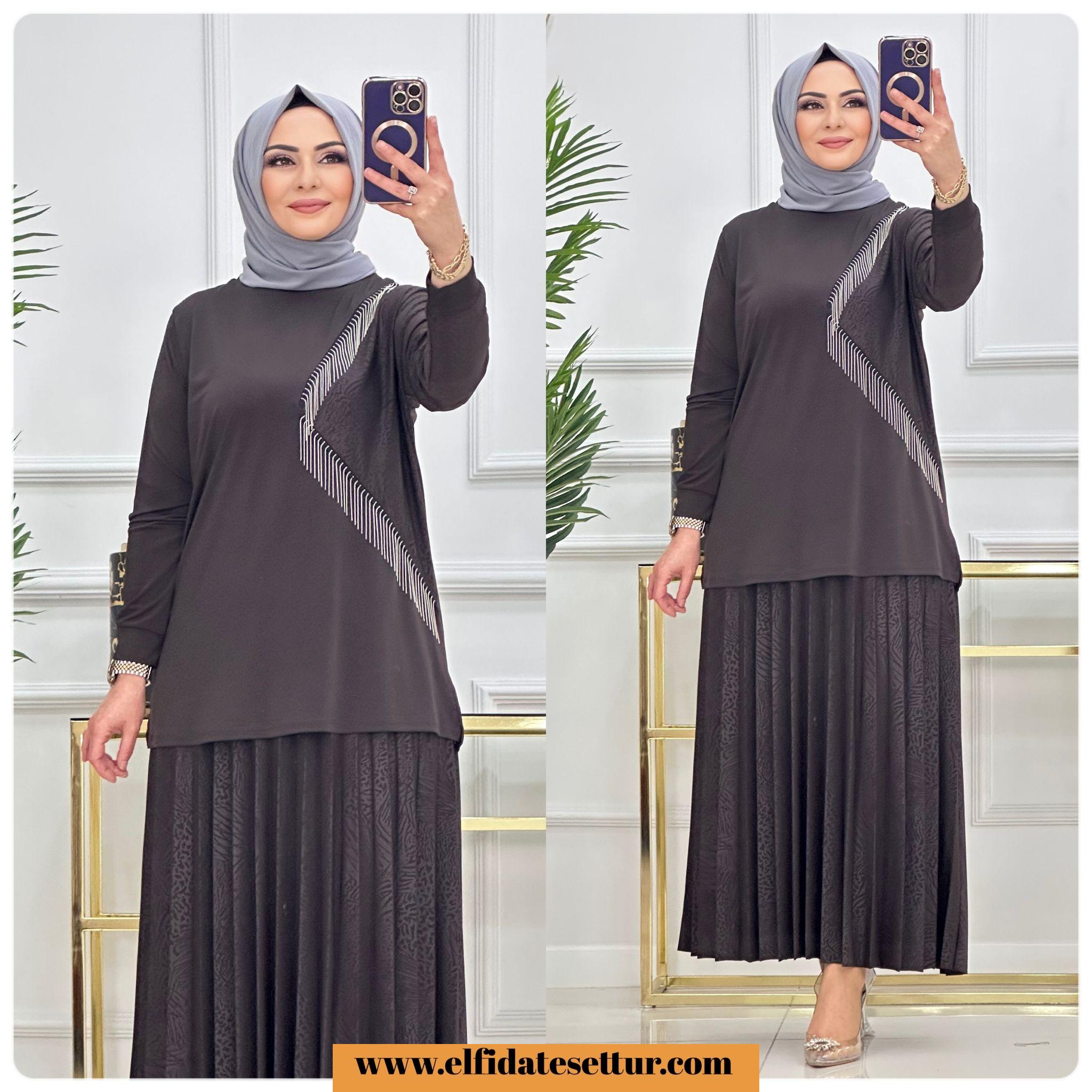 Sandy kumaş şenay etekli takım - Görsel 5