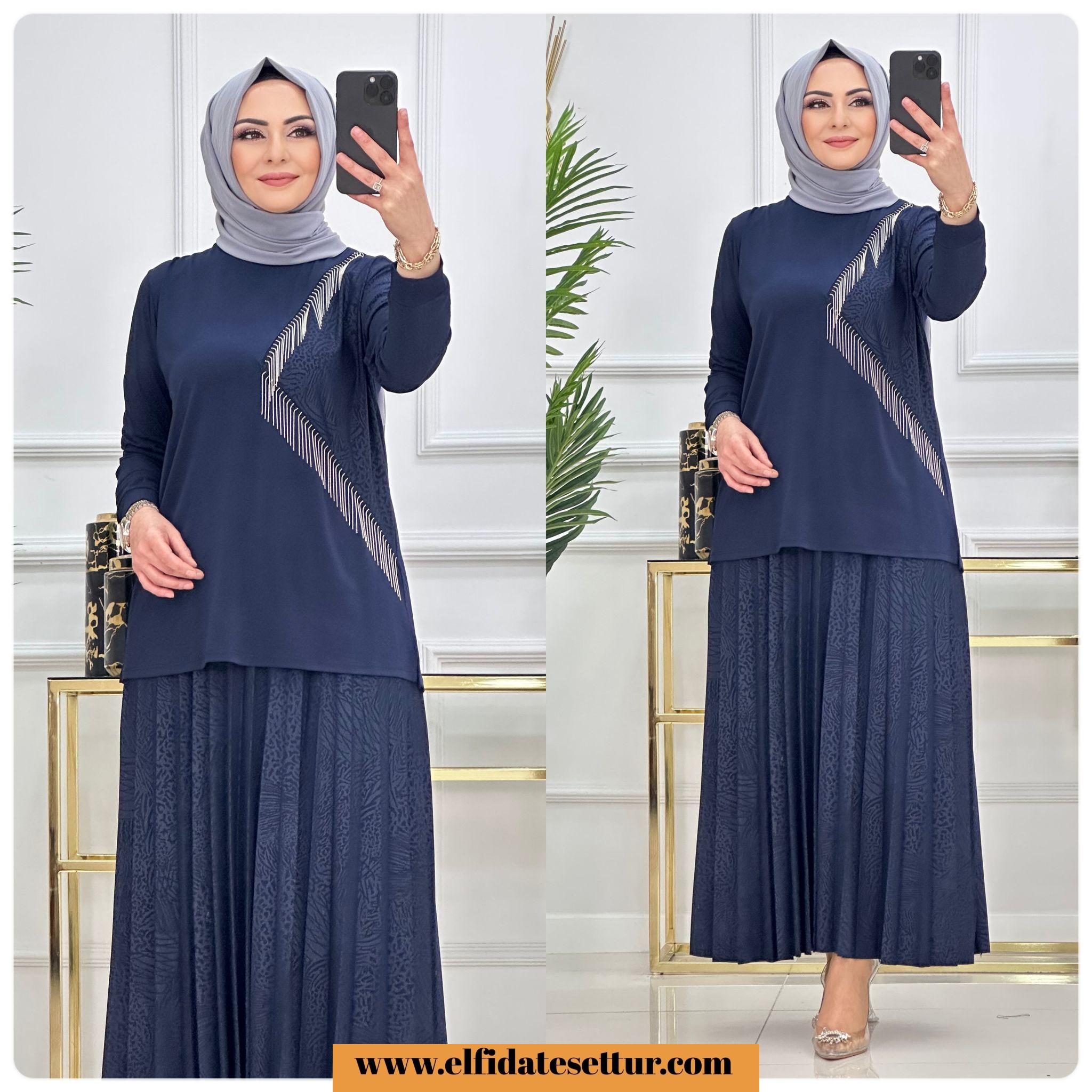 Sandy kumaş şenay etekli takım - Görsel 4