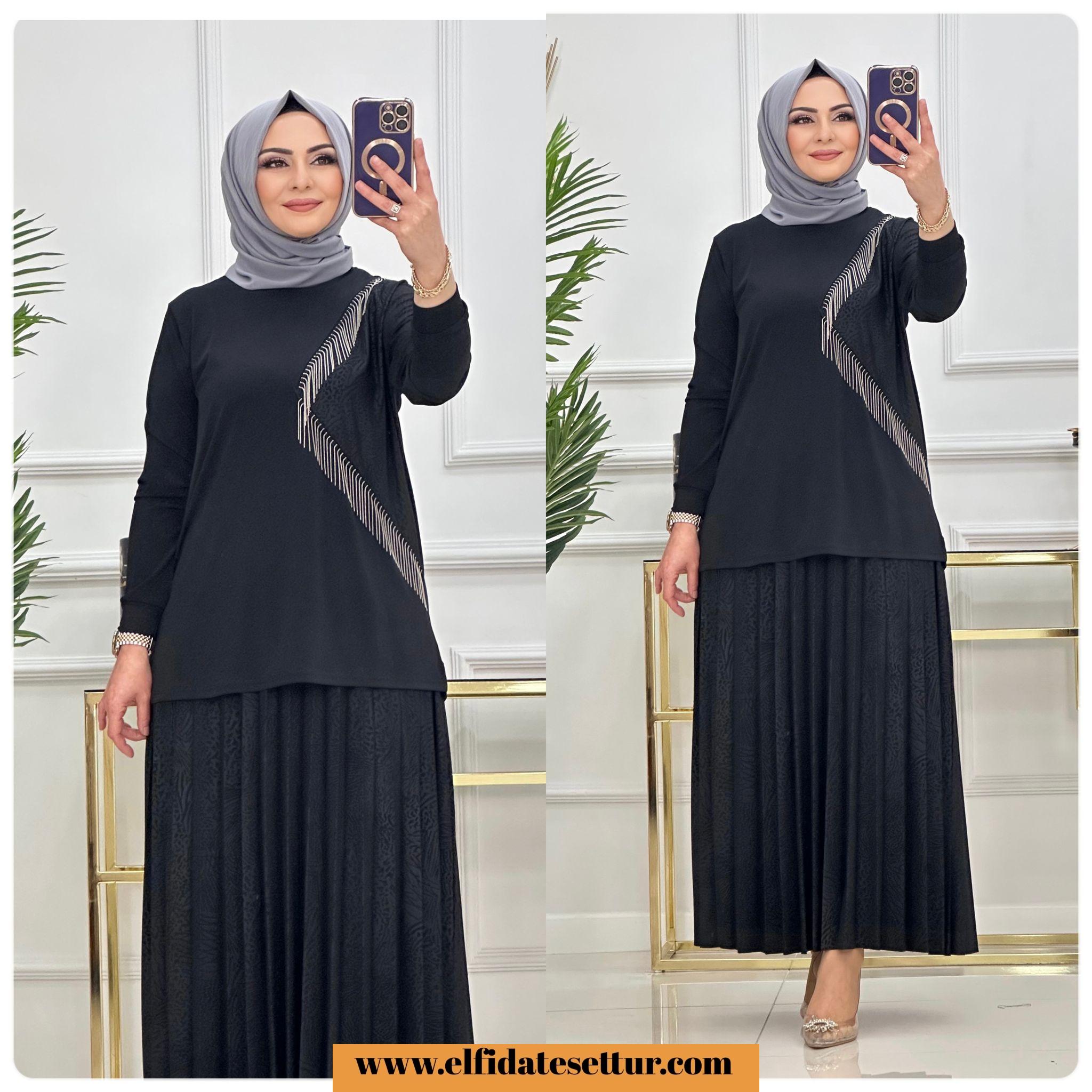 Sandy kumaş şenay etekli takım - Görsel 2