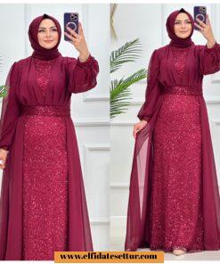 Şifon kumaş payetli ferhan elbise