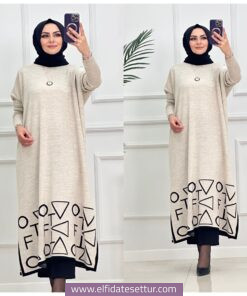 Triko kumaş ebrar tunik elbise