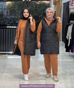 Yelek tunik pantolon üçlü takım