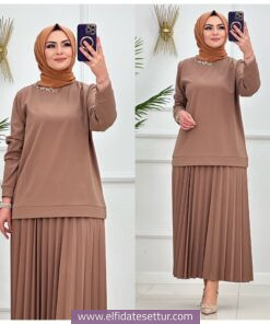 Scuba kumaş sevilay etekli takım