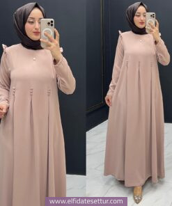 Medine ipeği kumaş rengin elbise