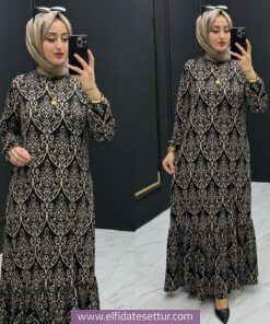 Bürümcük kumaş yeşim elbise