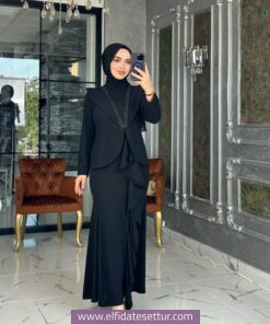 Krep ceket görünümlü elina elbise