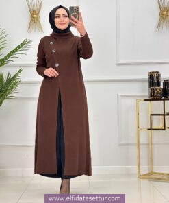 Triko kumaş kruvaze yaren tunik
