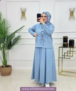 Denim etekli takım